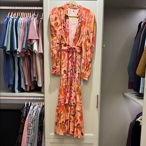 CeliaB Vibrant Pink and Orange Long Sleeve Dress